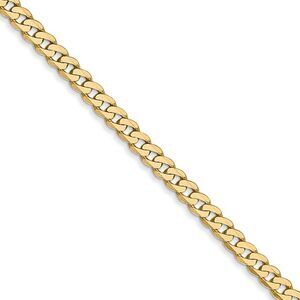 2.9mm 14k Yellow Gold Solid Beveled Curb Chain Necklace, 18 Inch